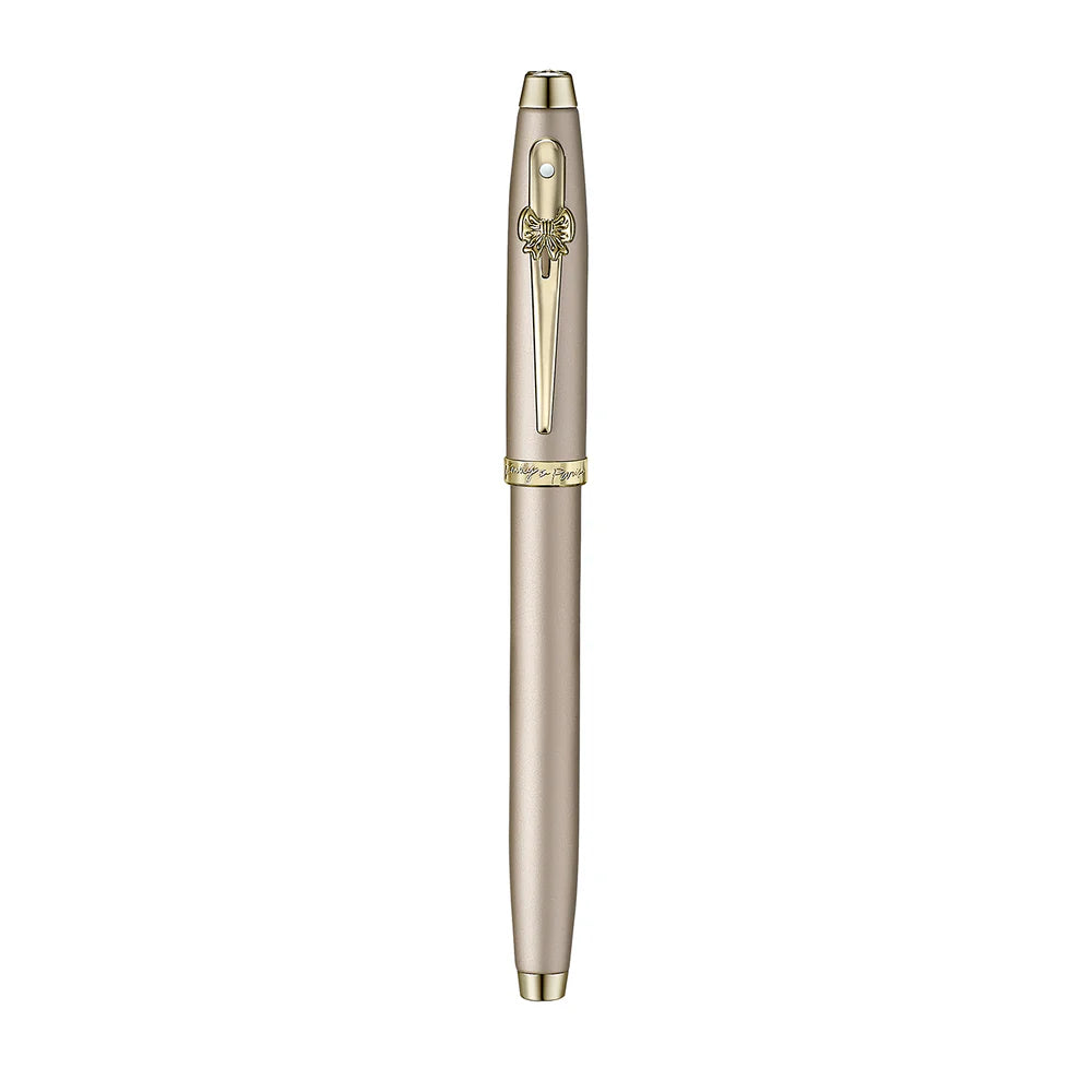 SHEAFFER x Emily In Paris 100 9377 Champagne Gold with Champagne Gold Trims and Bow-Shaped Clip Emblem Rollerball Pen