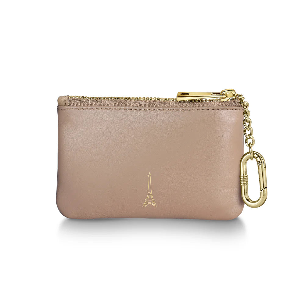 SHEAFFER x Emily In Paris Full-Grain Leather Zipped Key Fob Pouch - Taupe