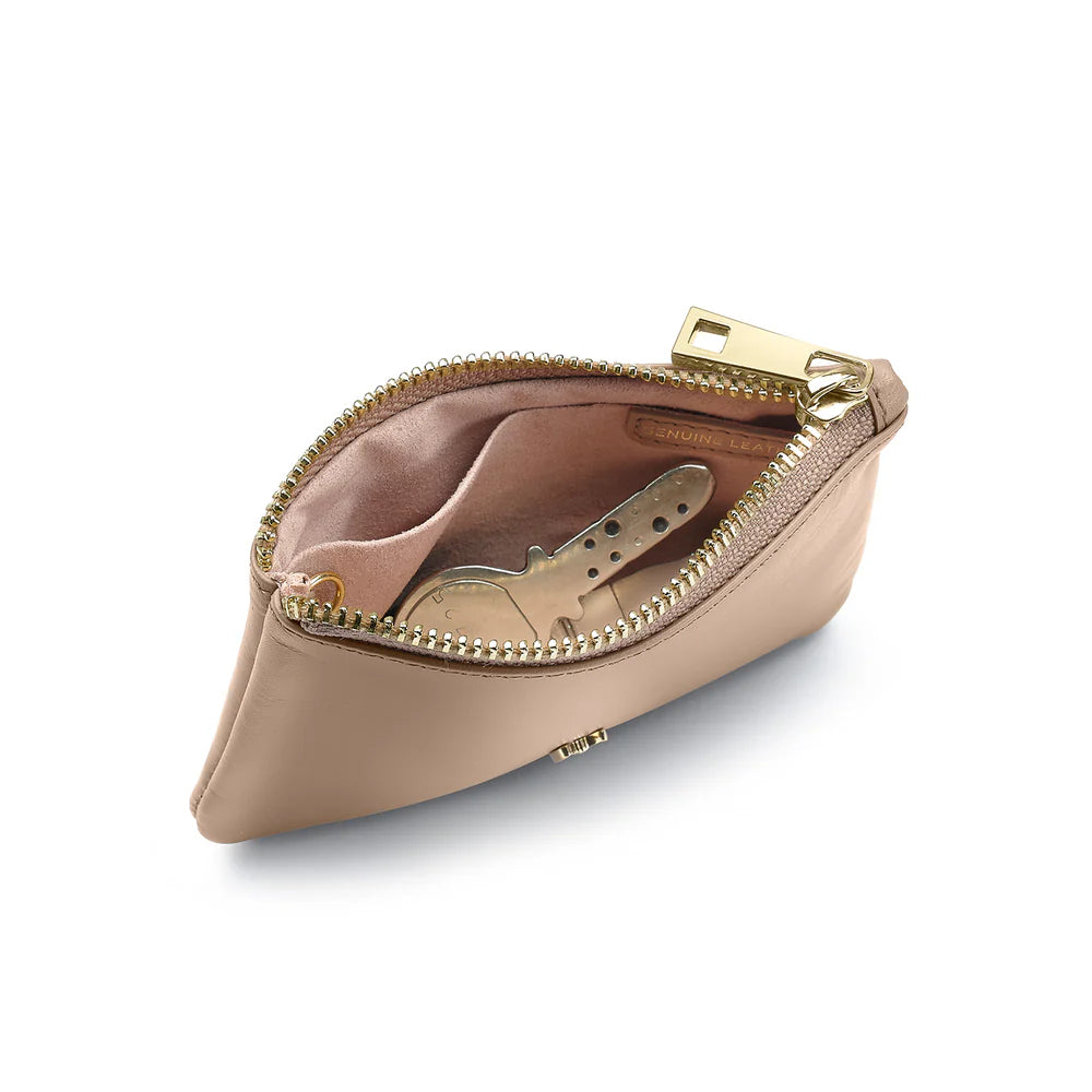 SHEAFFER x Emily In Paris Full-Grain Leather Zipped Key Fob Pouch - Taupe