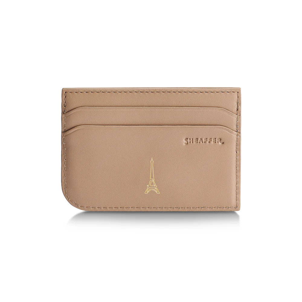 SHEAFFER x Emily In Paris 100 9377 Champagne Gold with Champgne Gold Trim Ballpoint Pen and Full-Grain Credit Card Holder Gift Set