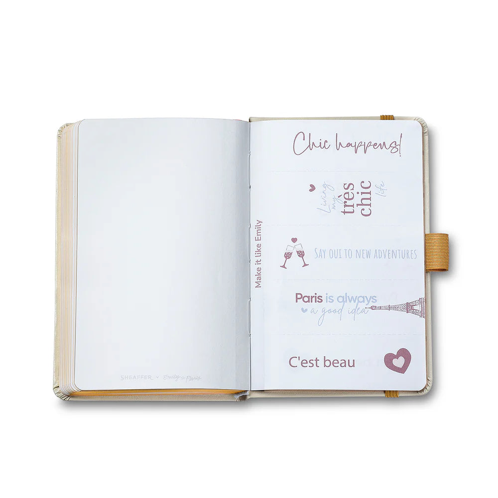 SHEAFFER x Emily In Paris 100 9377 Champagne Gold with Champagne Gold Trim Ballpoint Pen and Hardbound Notebook Small Gift Set