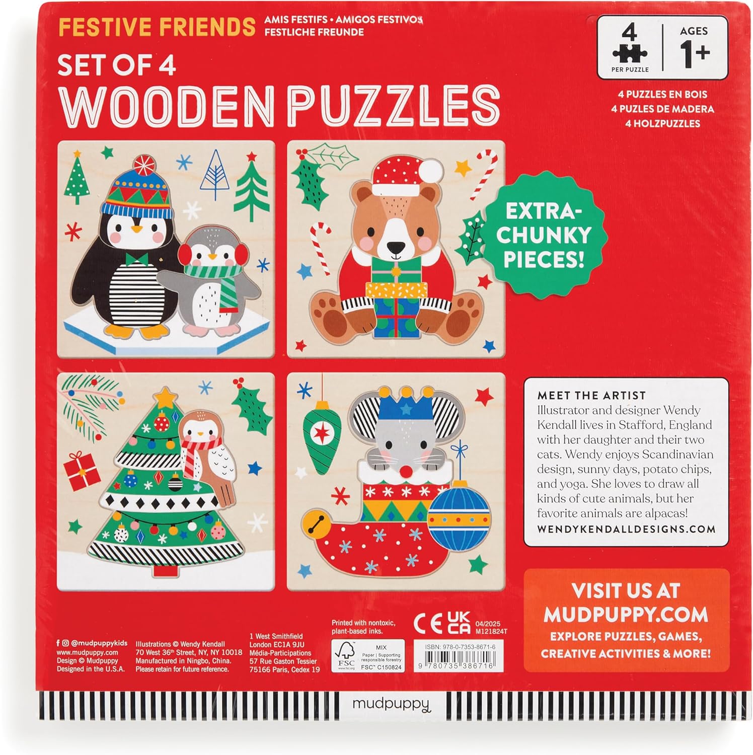 Christmas Set of 4 Wood Puzzles