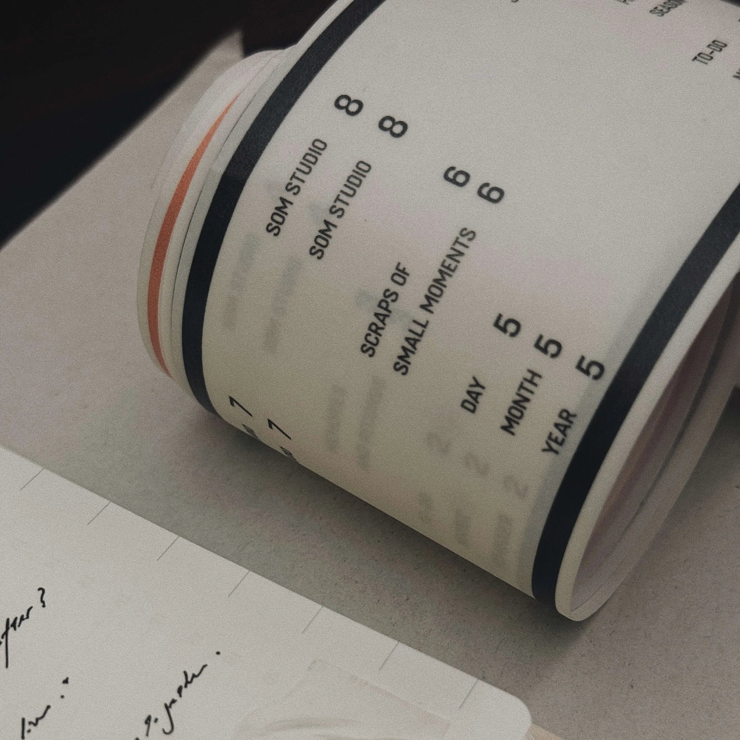 SOM STUDIO 120 Film Backing Paper Washi Tape White (Orange+Red) Full Roll (10m)