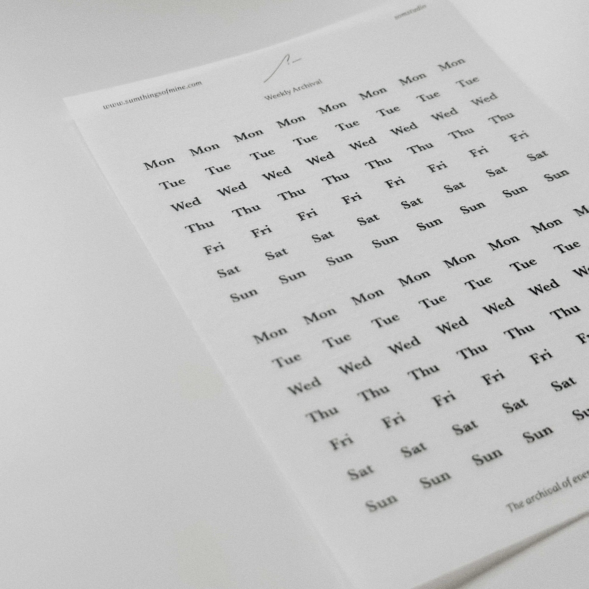 SOM Minimalist Date Washi Sticker 2026 Monthly Archival