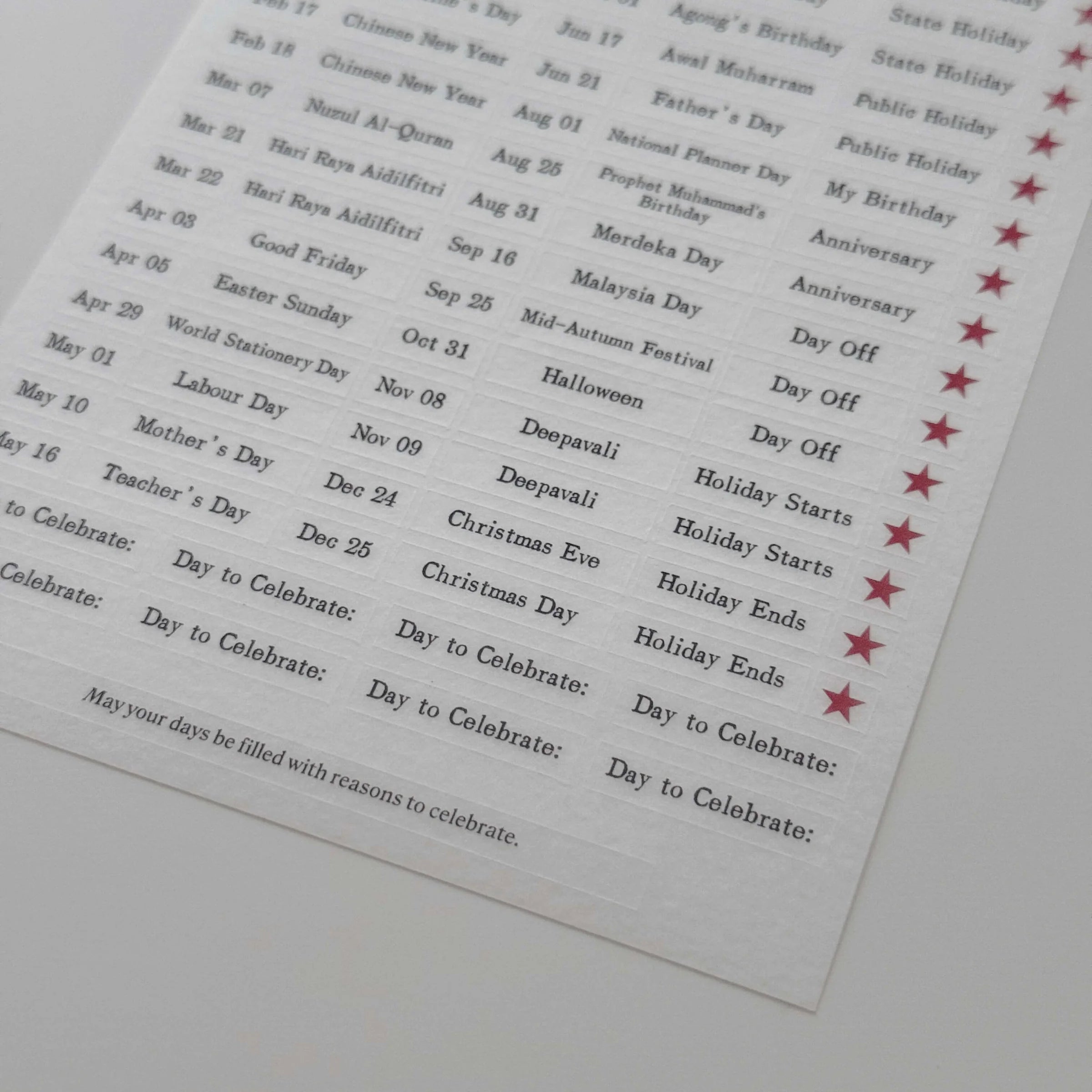 SOM Minimalist Date Washi Sticker 2026 Days To Celebrate