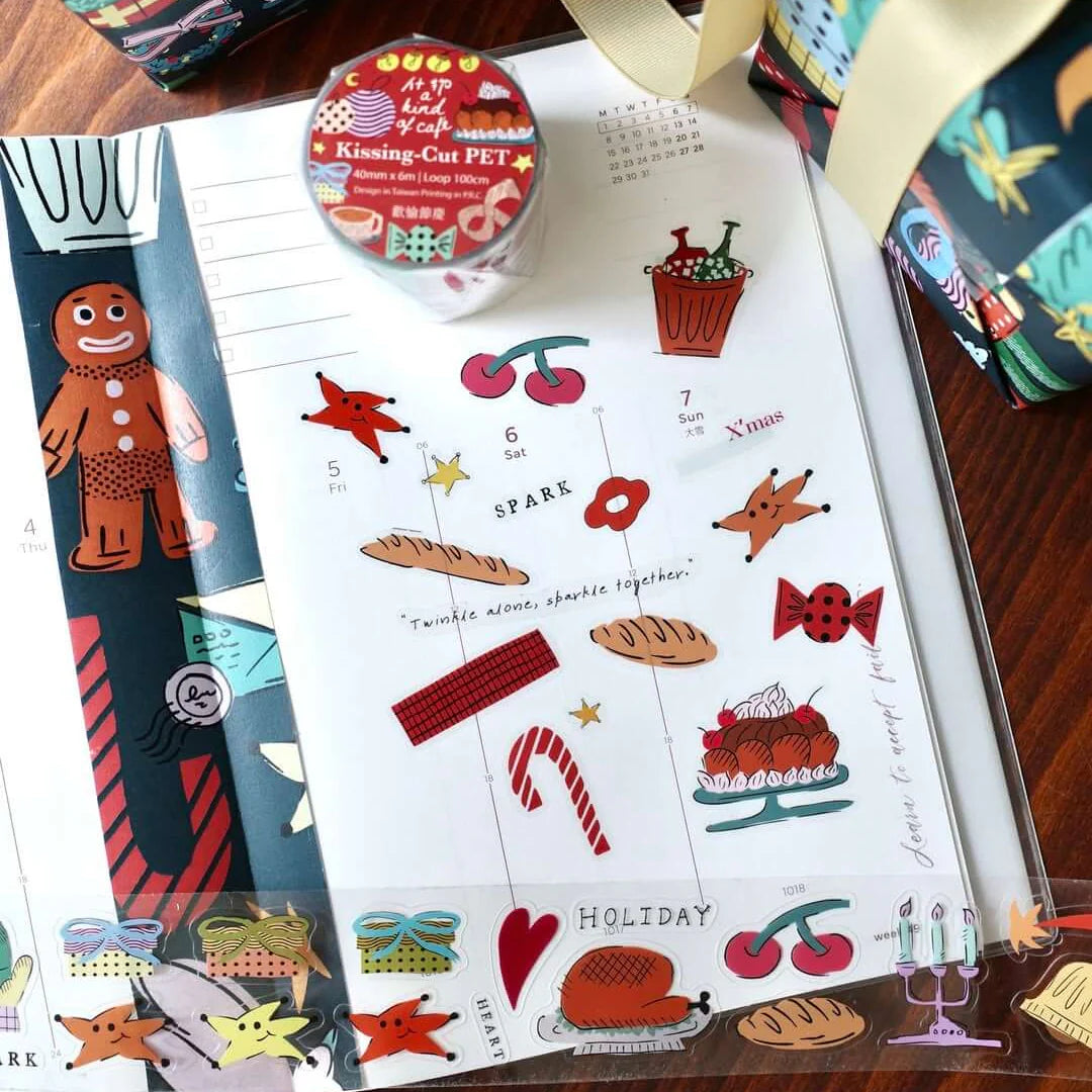 A KIND OF CAFE Die-Cut PET Tape | X'mas Festive Limited Full Roll (6m)