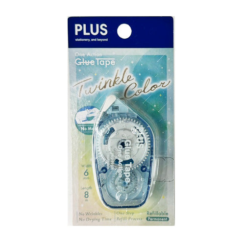 PLUS One Action Glue Tape TG 1910LE 6mm x 8M Twinkle Color Light Blue