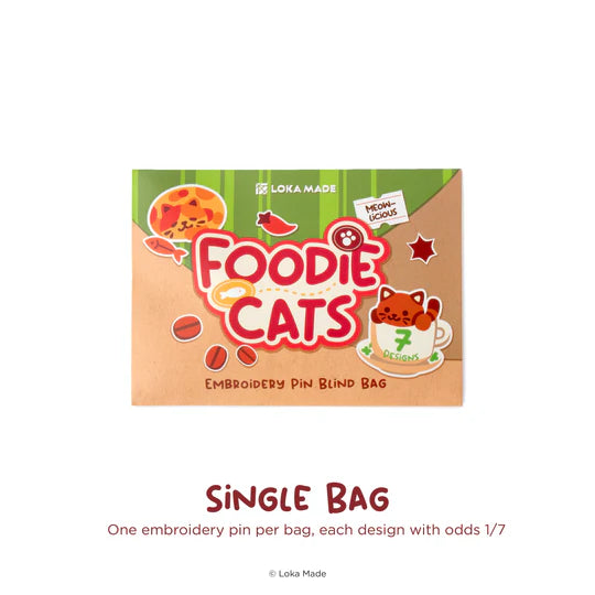 LOKAMADE Embroidery Pin Blind Bag EB03S: Foodie Cats 1pc