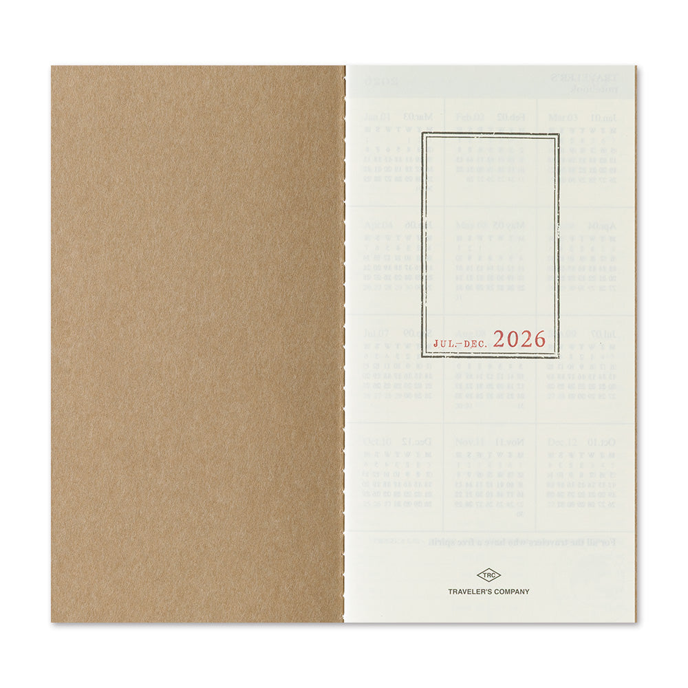 TRAVELERS Notebook 2026 Second Half Weekly Vertical