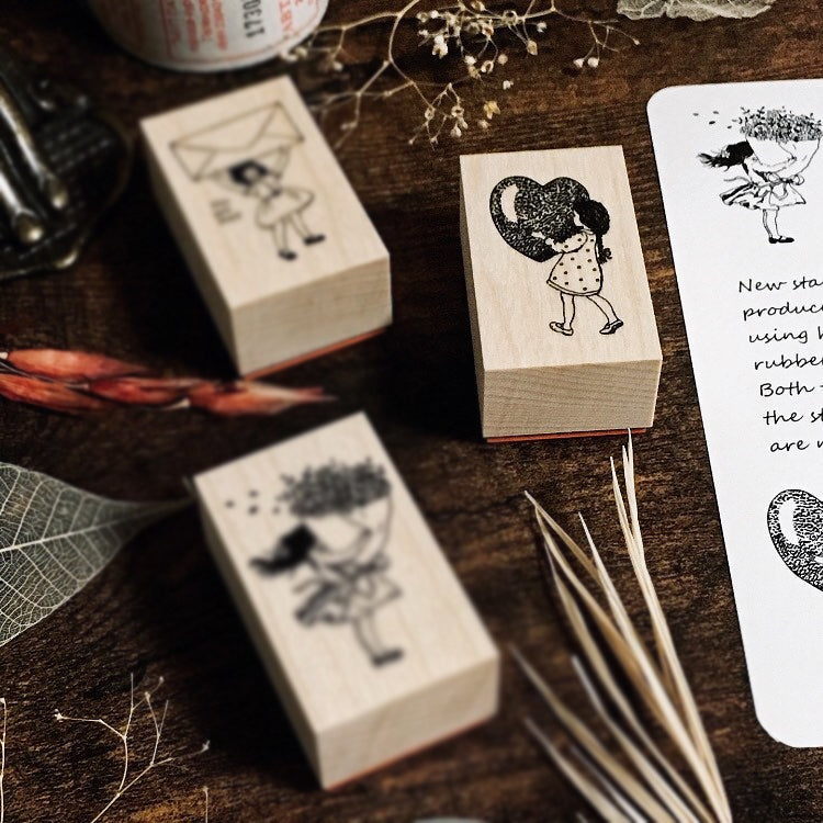 OHS With All My Heart Girl Rubber Stamp Girl With Letter