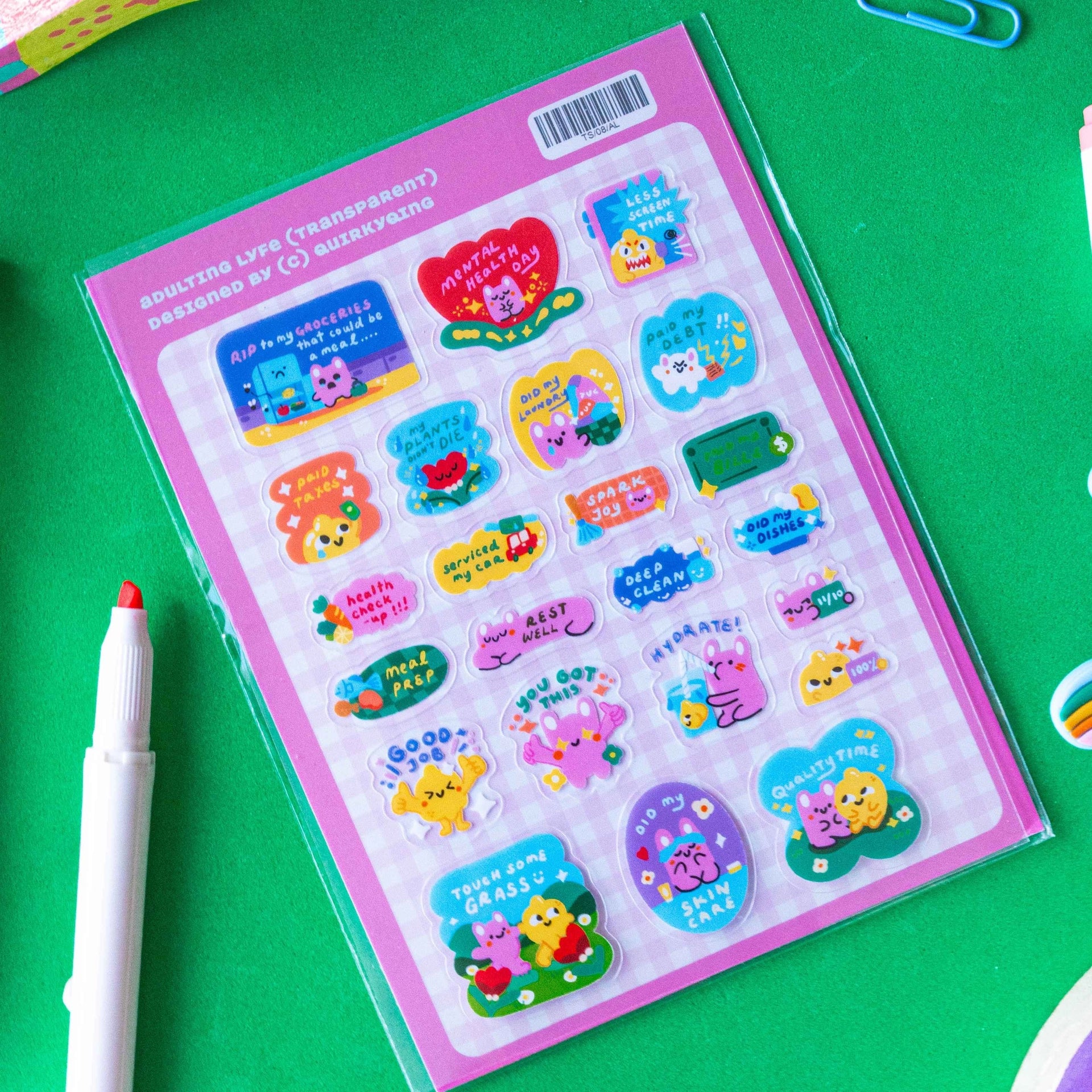 QUIRKYQING Transparent Sticker Adulting Lyfe