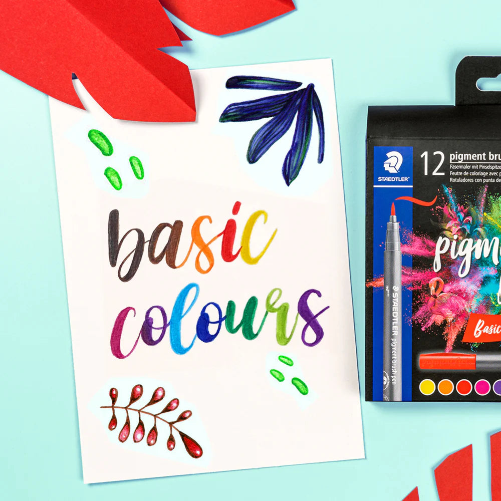 STAEDTLER Pigment Brush Pen Set of 12 Basic Colours