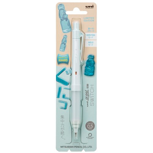 UNI Kurutoga Alpha Gel Switch (Hard) Mechnical Pencil 0.5mm Hard Grip / Ramune Blue