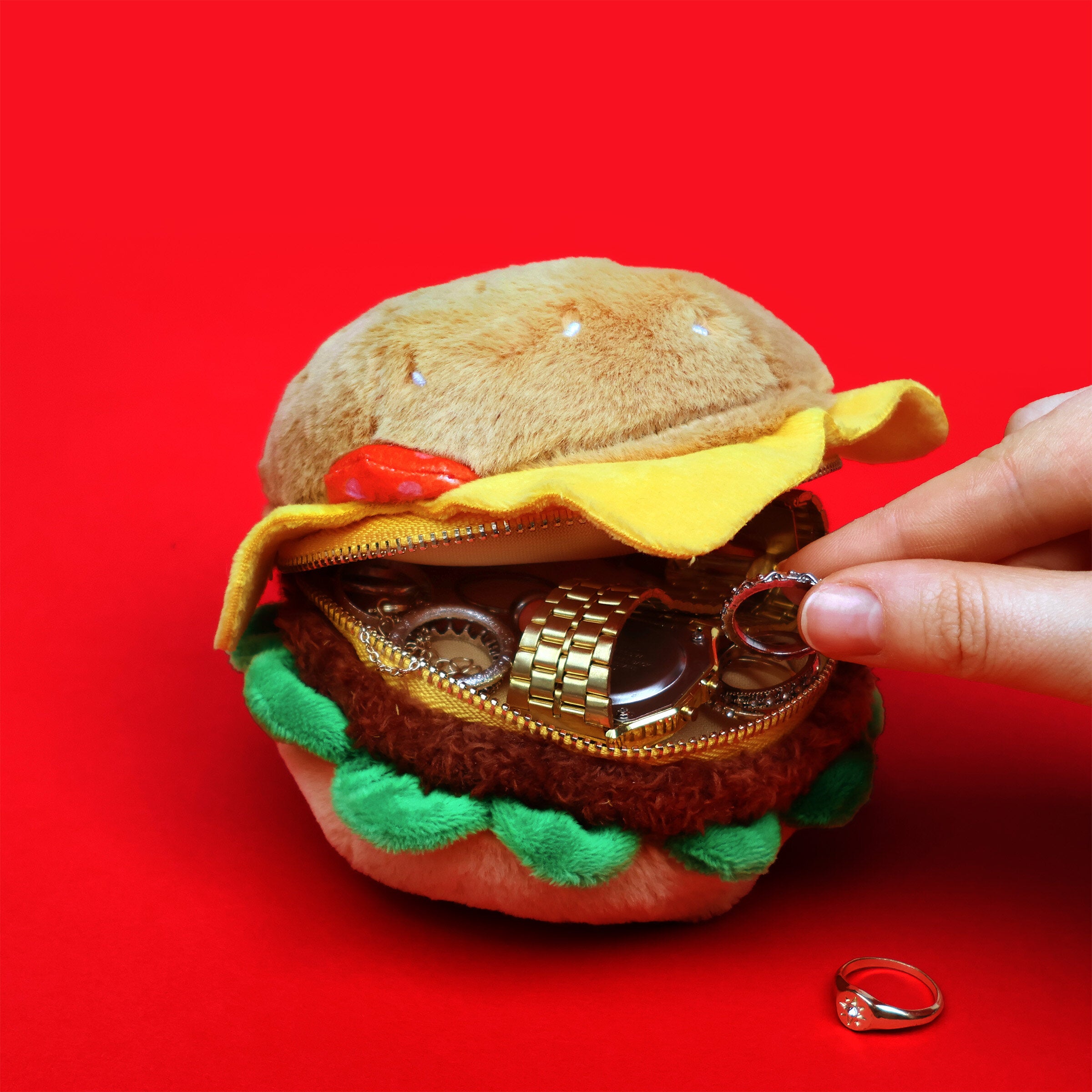 SUCK UK Plush Zip Pouch Burger