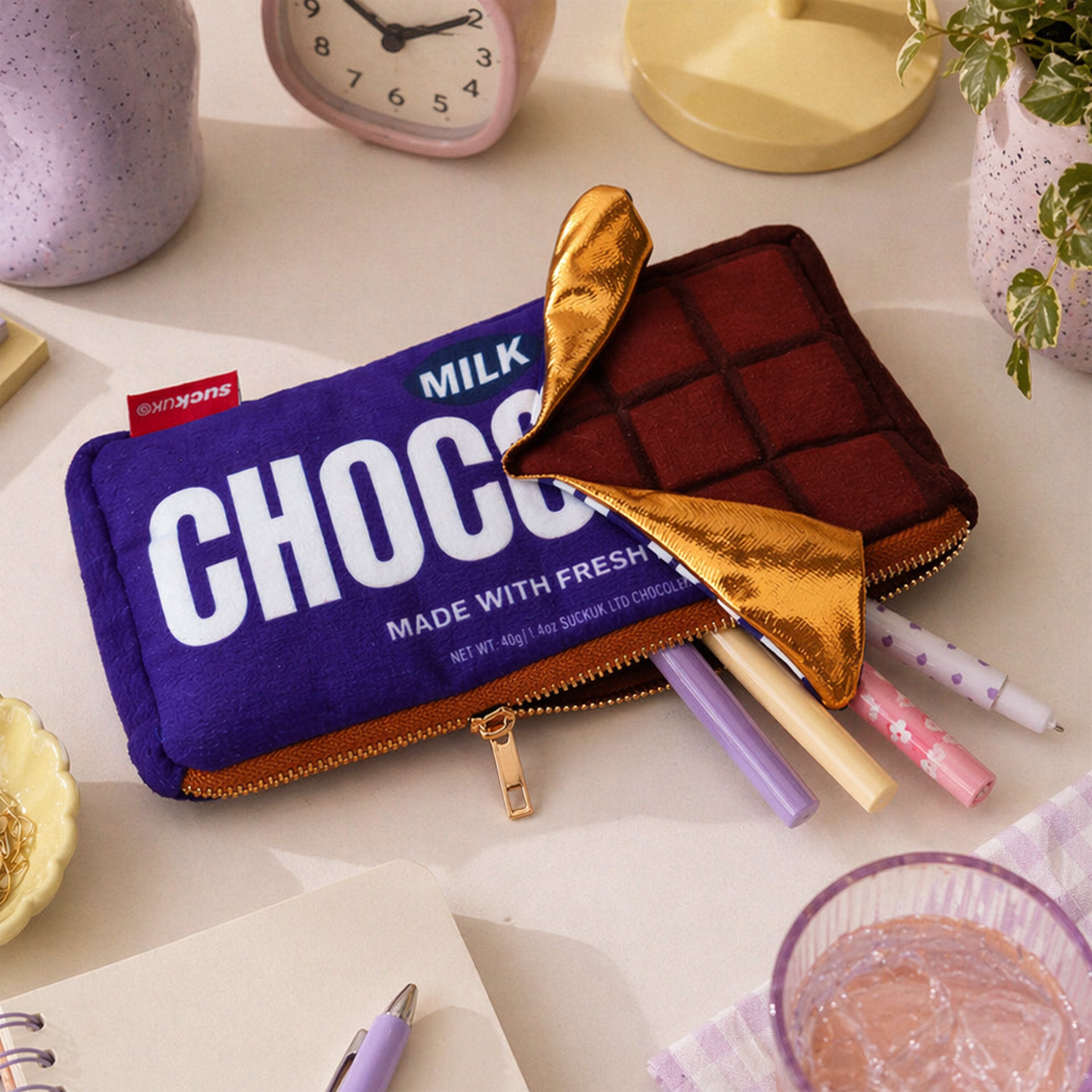 SUCK UK Plush Zip Pouch Chocolate