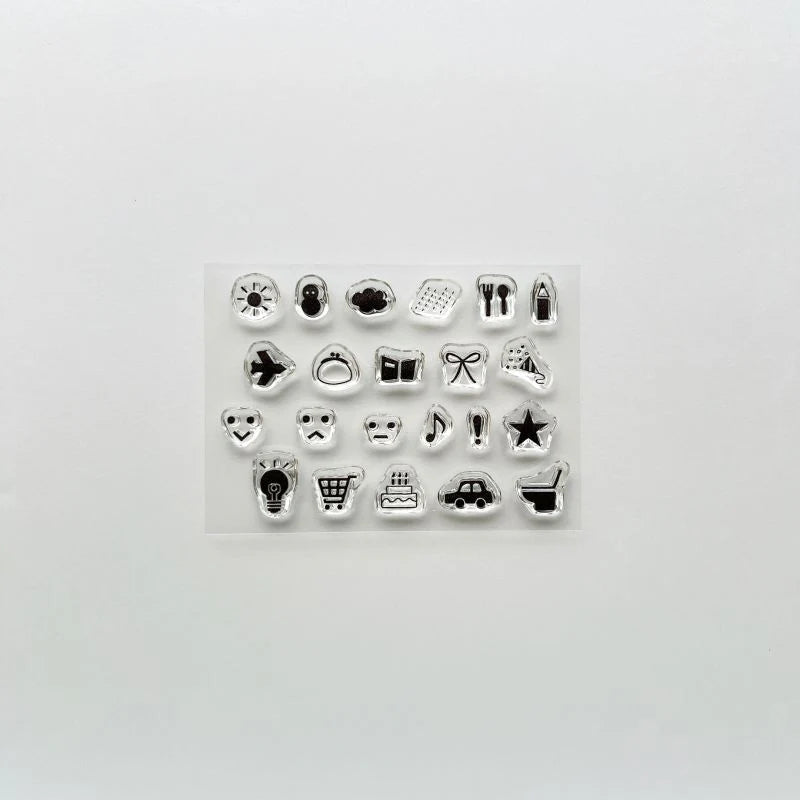 MIZUSHIMA Jizai Clear Stamp Log Icons 01