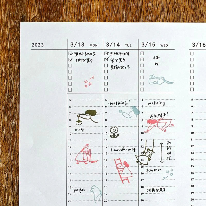 MIZUSHIMA x necktie Jizai Clear Stamp Log Techo Moriage-tai Girl