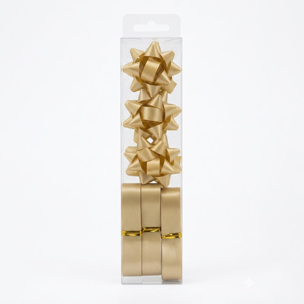 JIPPURI Matte Ribbon & Bow Set of 6 Gold