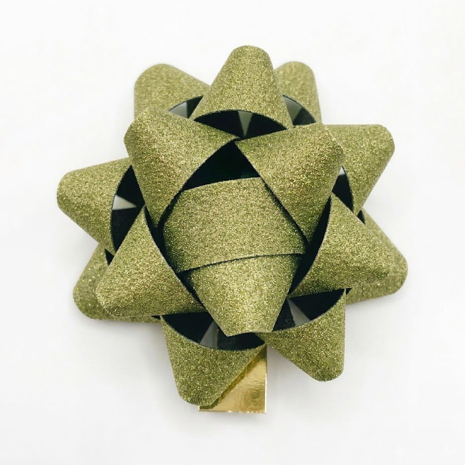 JIPPURI Matte Glitter Bow 3" Green