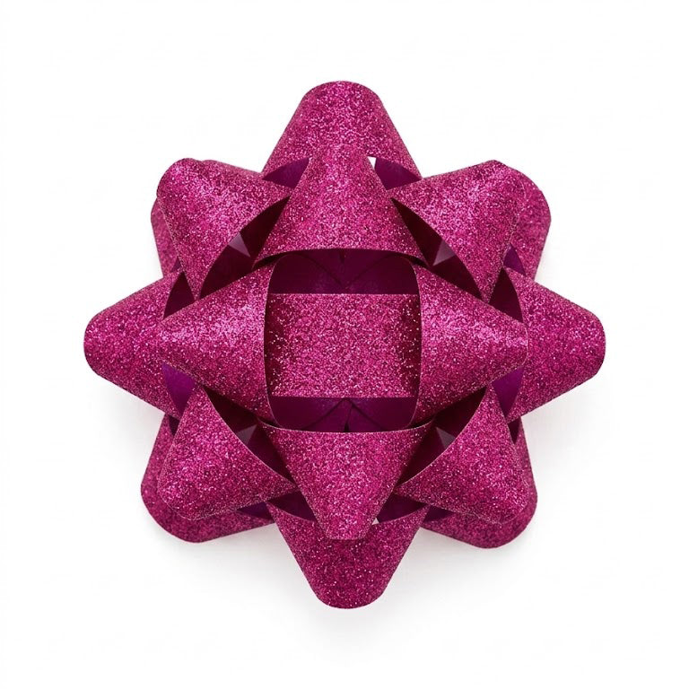 JIPPURI Matte Glitter Bow 3" Magenta