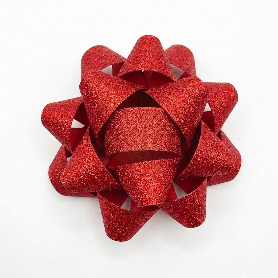 JIPPURI Matte Glitter Bow 3" Red
