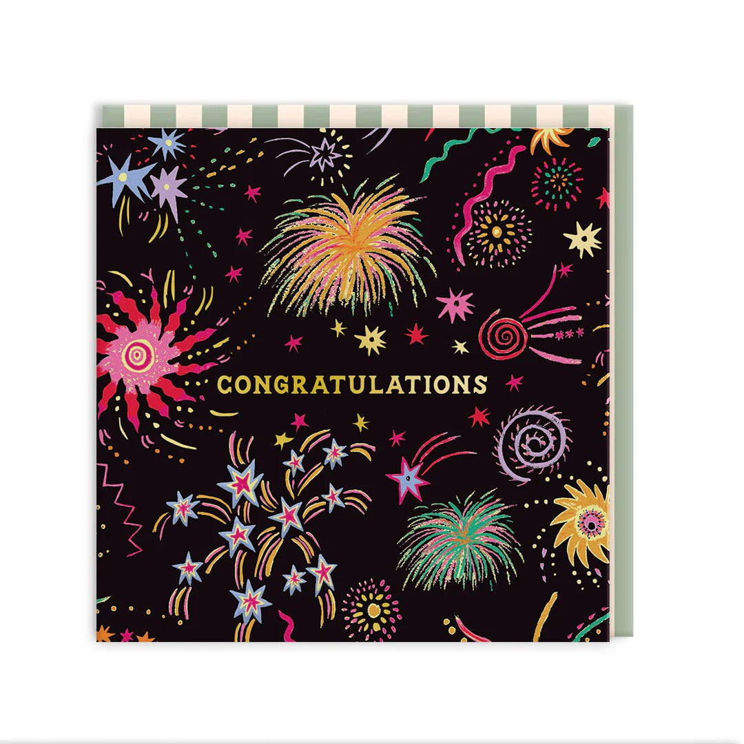 OHH DEER Greeting Card Congratulations Fireworks Mini Square
