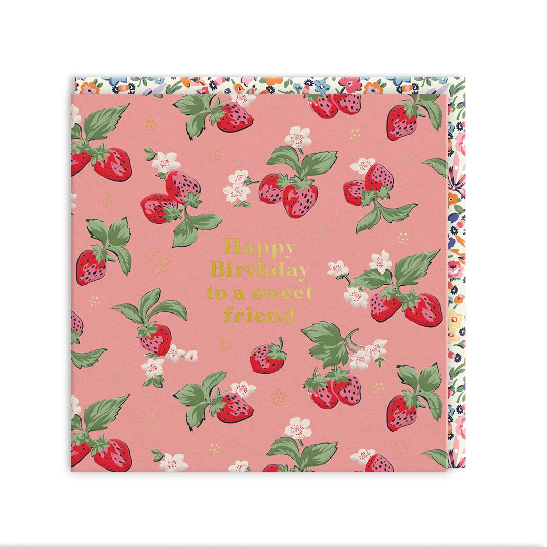 OHH DEER Greeting Card Strawberries Mini Square