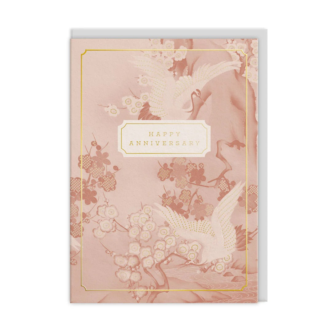 OHH DEER Greeting Card Cranes & Blossom