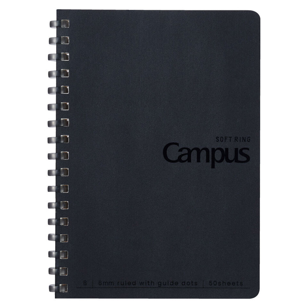 KOKUYO Campus Soft Ring Notebook A6 Dot Line 6mm 50-Sheets Black