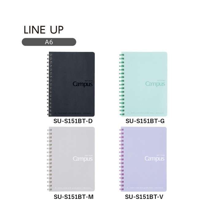 KOKUYO Campus Soft Ring Notebook A6 Dot Line 6mm 50-Sheets Black