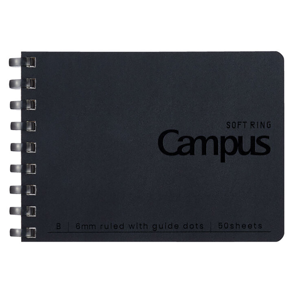 KOKUYO Campus Soft Ring Notebook A7 Dot Line 6mm 50-Sheets Black