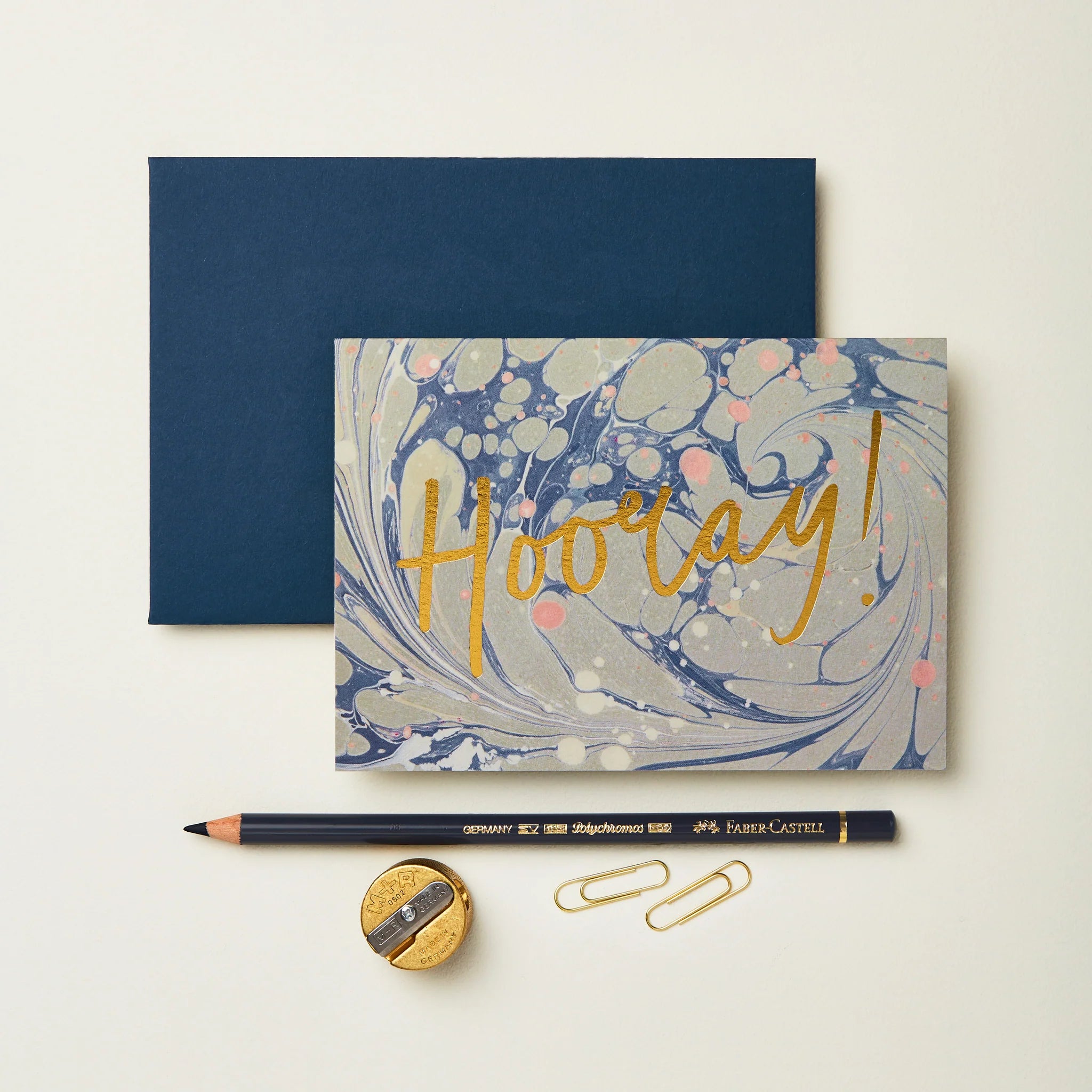 WANDERLUST PAPER CO Greeting Card Blue Marble Hooray!