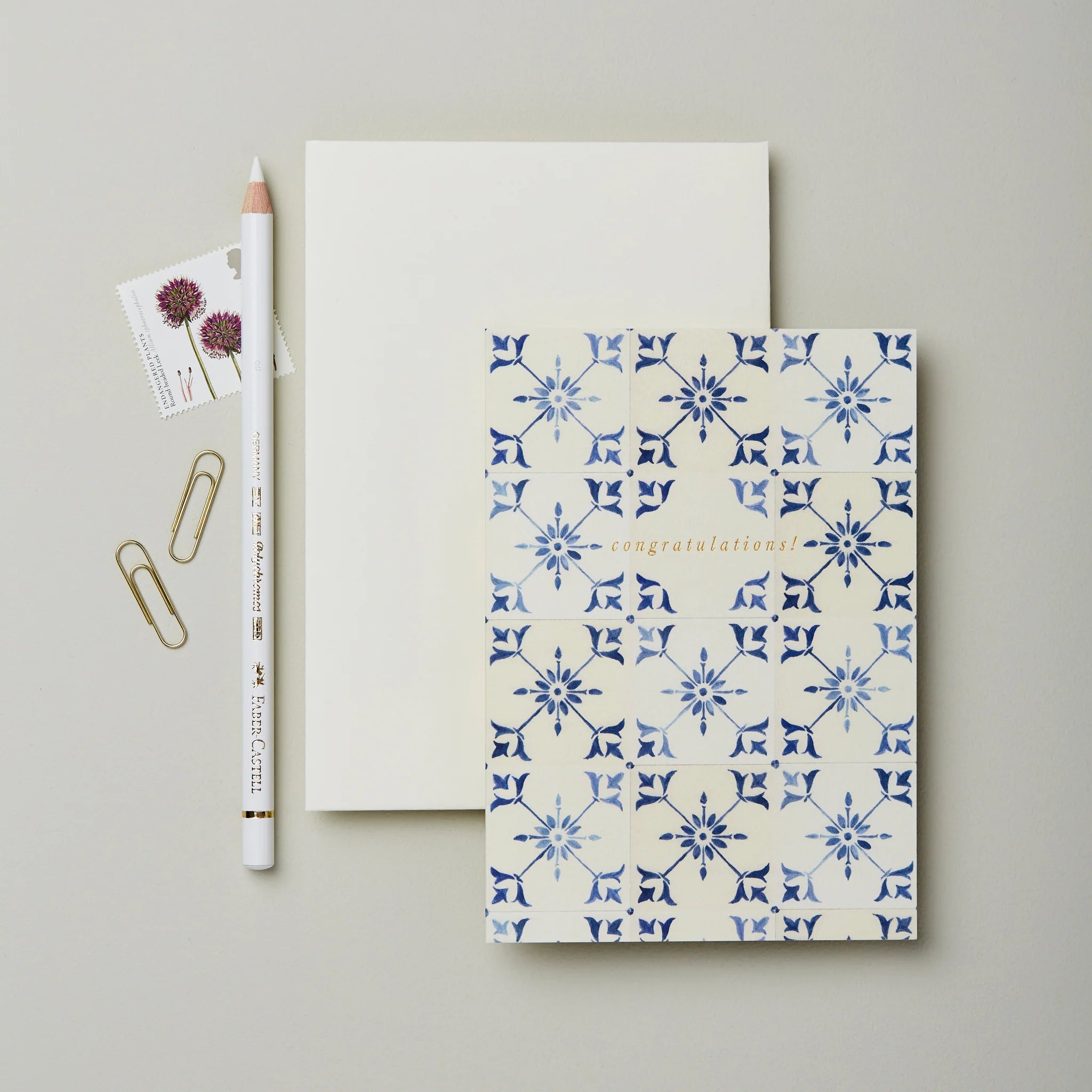 WANDERLUST PAPER CO Greeting Card Ecru Tile Congratulations!