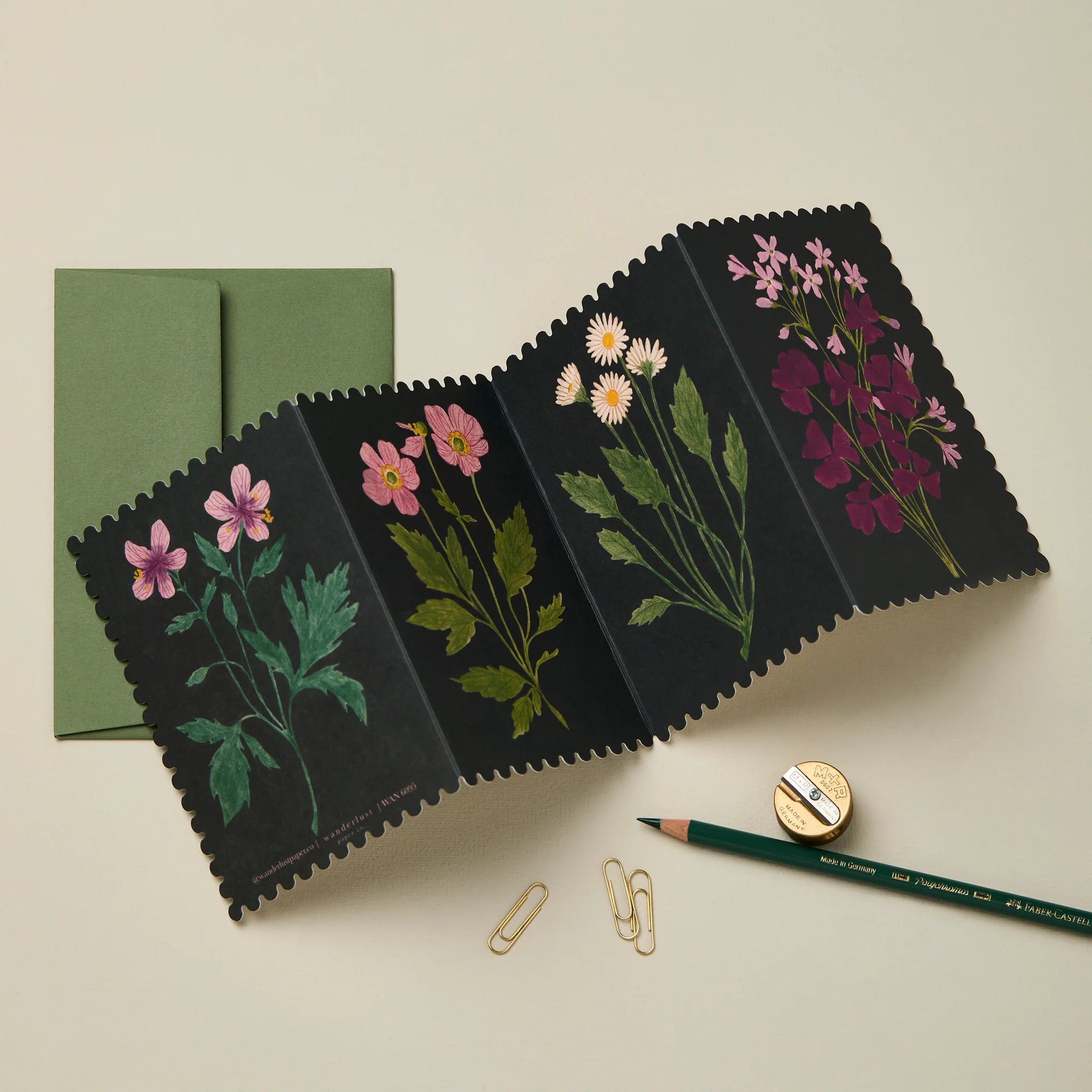 WANDERLUST PAPER CO Concertina Card Botanical