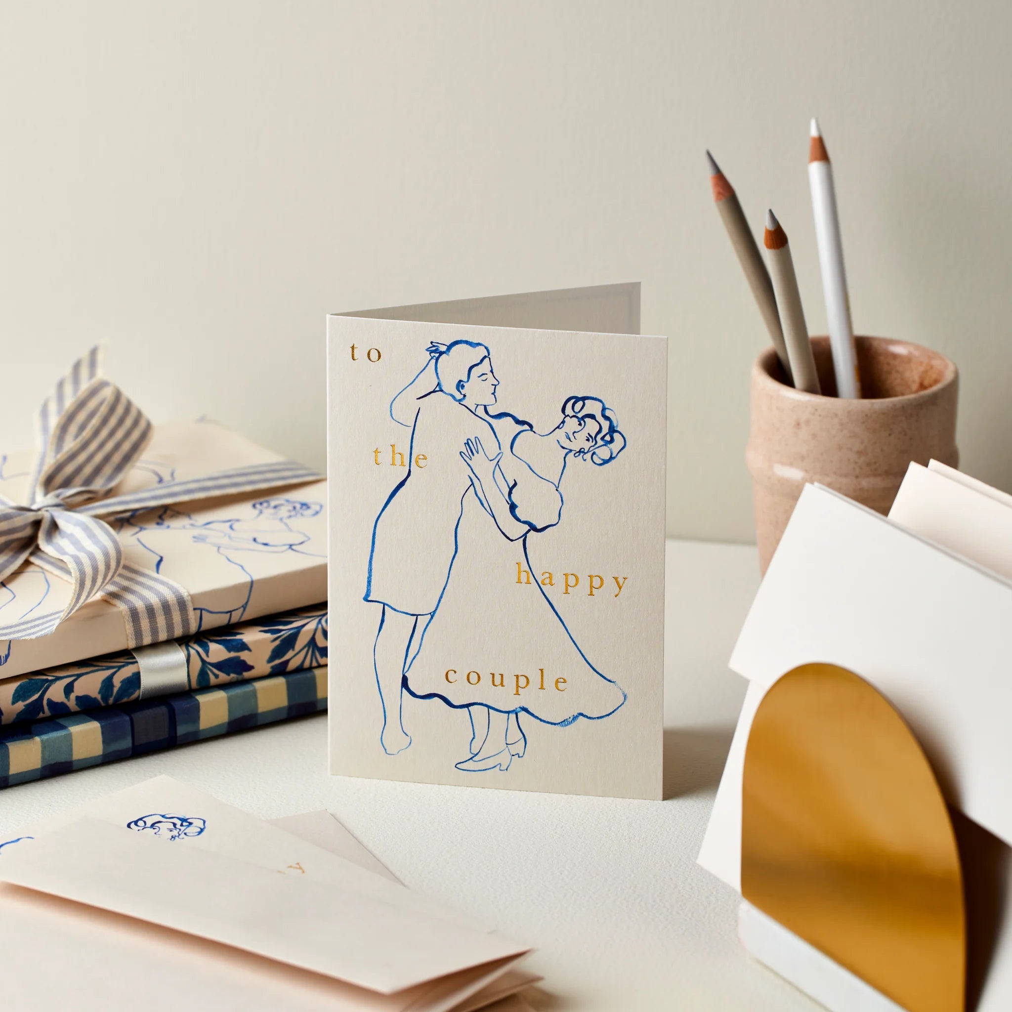 WANDERLUST PAPER CO Greeting Card Figures To The Happy Couple