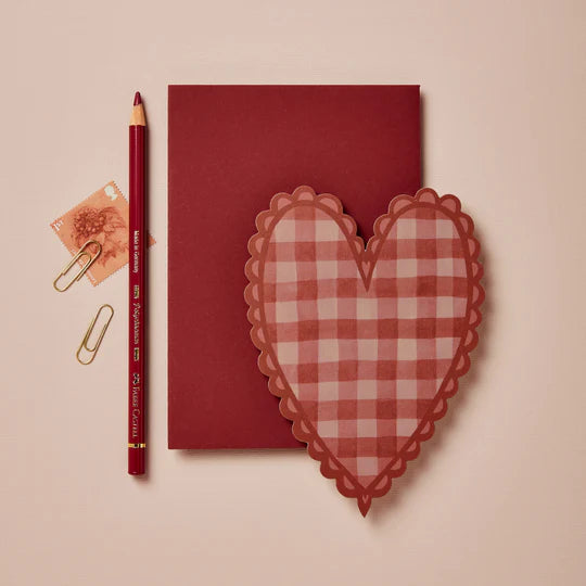 WANDERLUST PAPER CO Greeting Card Red Gingham Heart