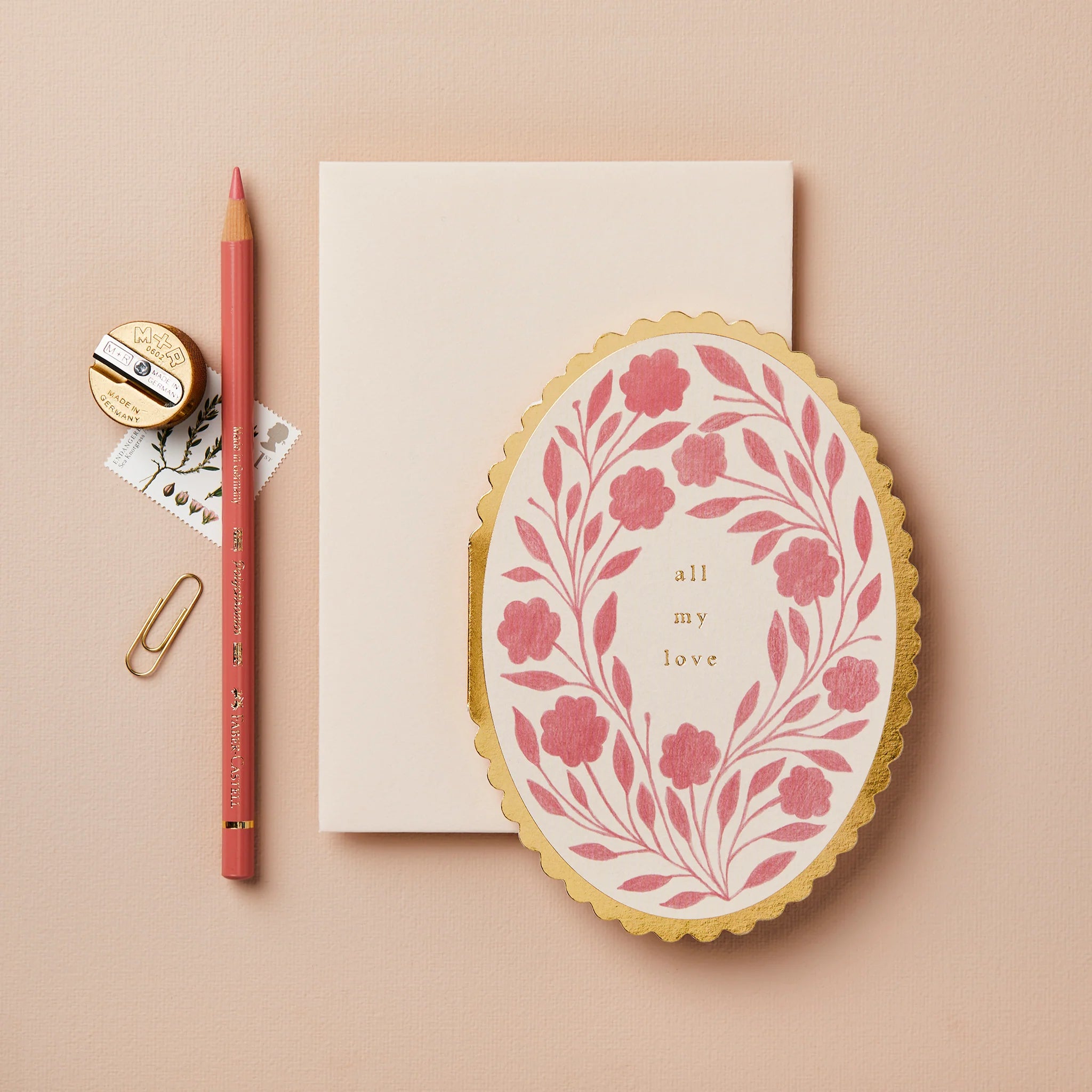WANDERLUST PAPER CO Greeting Card Rose Flora All My Love