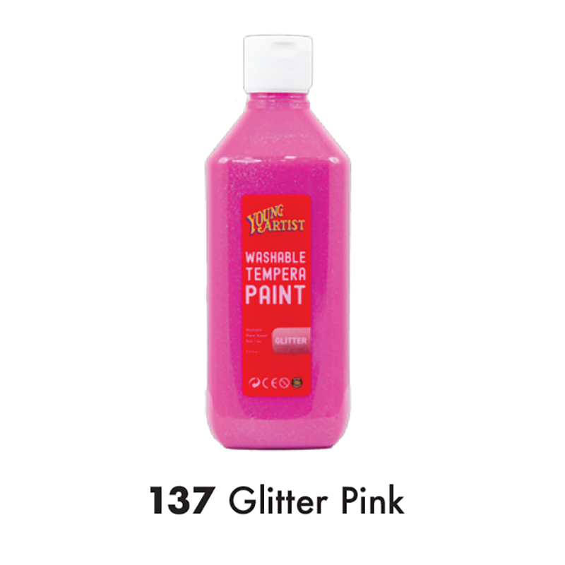 KCK Young Artist Tempera Paint 500ml #137 Glitter Pink