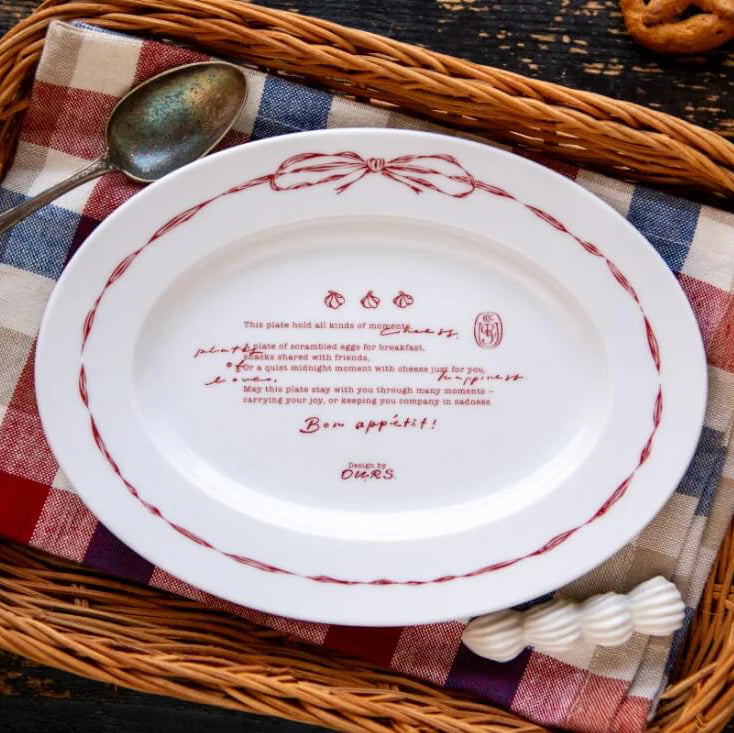 OURS Oval Ceramic Plate Bon Appetit!