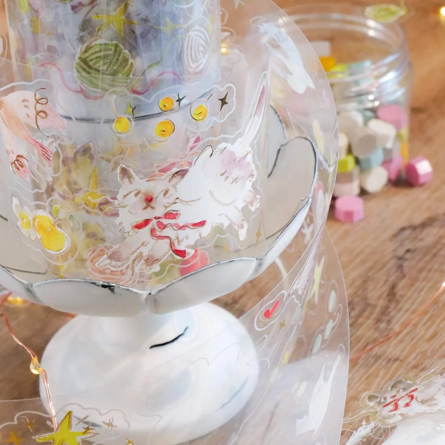 MEOW ILLUSTRATION Kiss-Cut PET Tape The Starry Night Sample Roll (150cm per cycle)