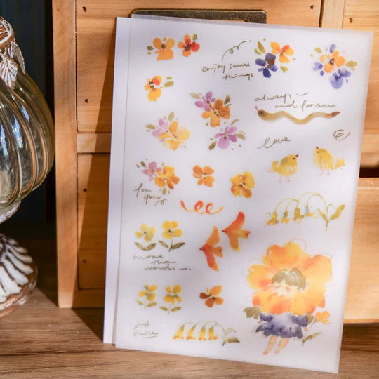 MEOW ILLUSTRATION Print-On Stickers Flower Girl Lemon