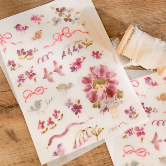 MEOW ILLUSTRATION Print-On Stickers Flower Girl Wisteria
