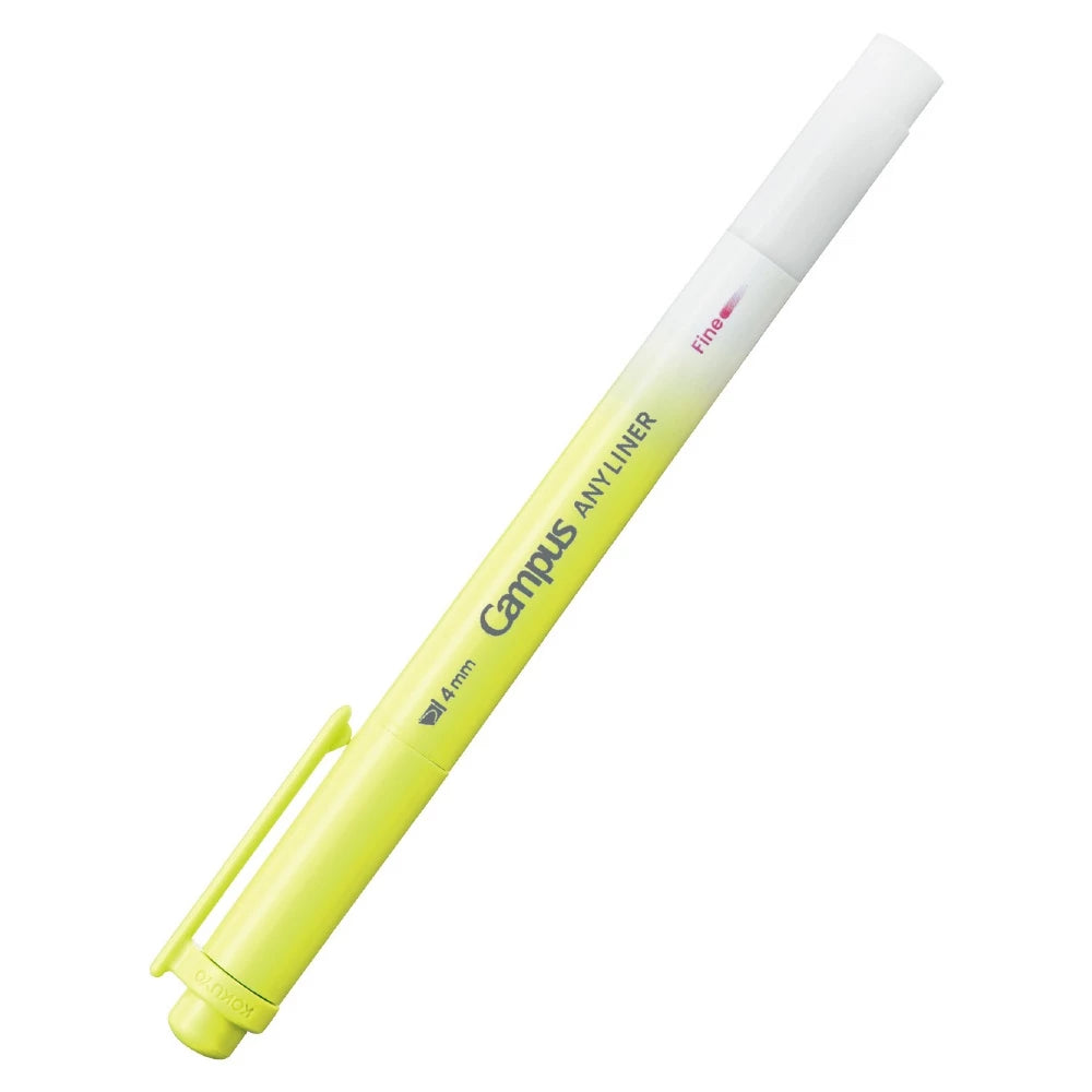 KOKUYO Campus Any Liner Highlighter 4mm Fine Tip Neon Yellow (WPM1-3)