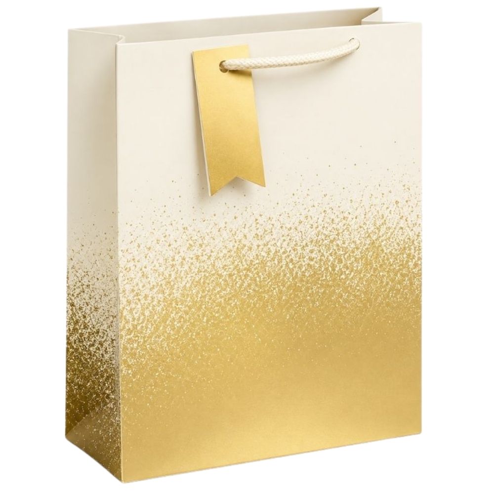 EUROWRAP Gift Bag Large Cream Gold Distressed