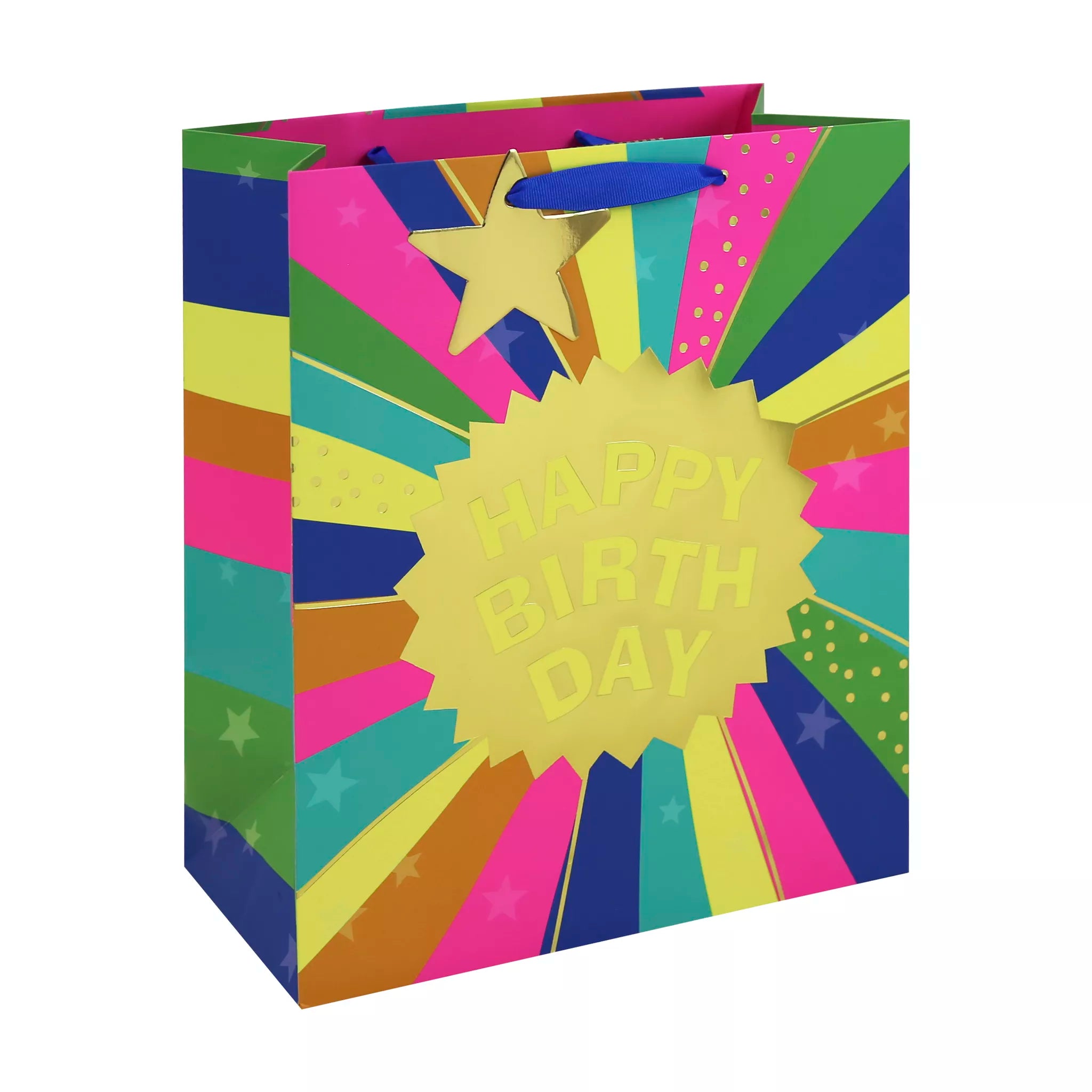 EUROWRAP Gift Bag Large Neon Birthday