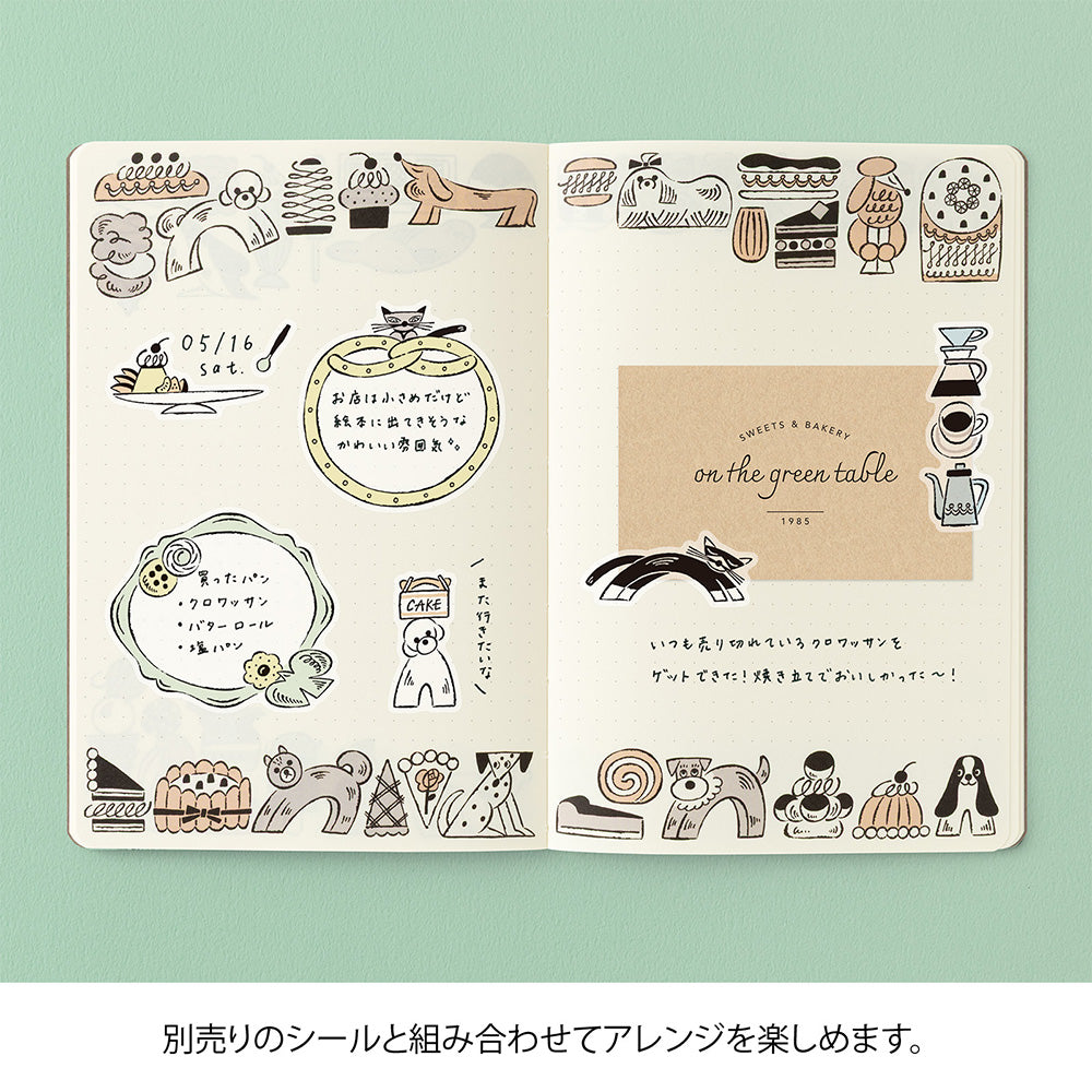 MIDORI Yuru Log Notebook B6 Sweets & Animals