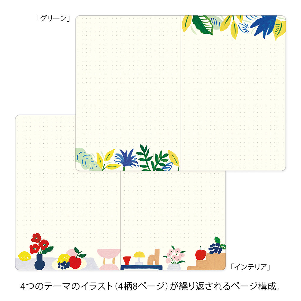 MIDORI Yuru Log Notebook B6 Motif Textile A