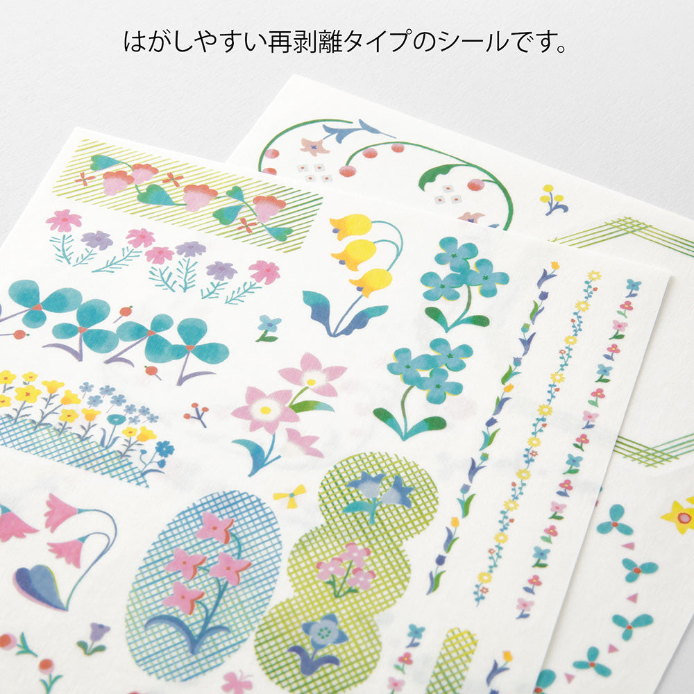 MIDORI Yuru Log Decoration Sticker 2-Sheets Floral