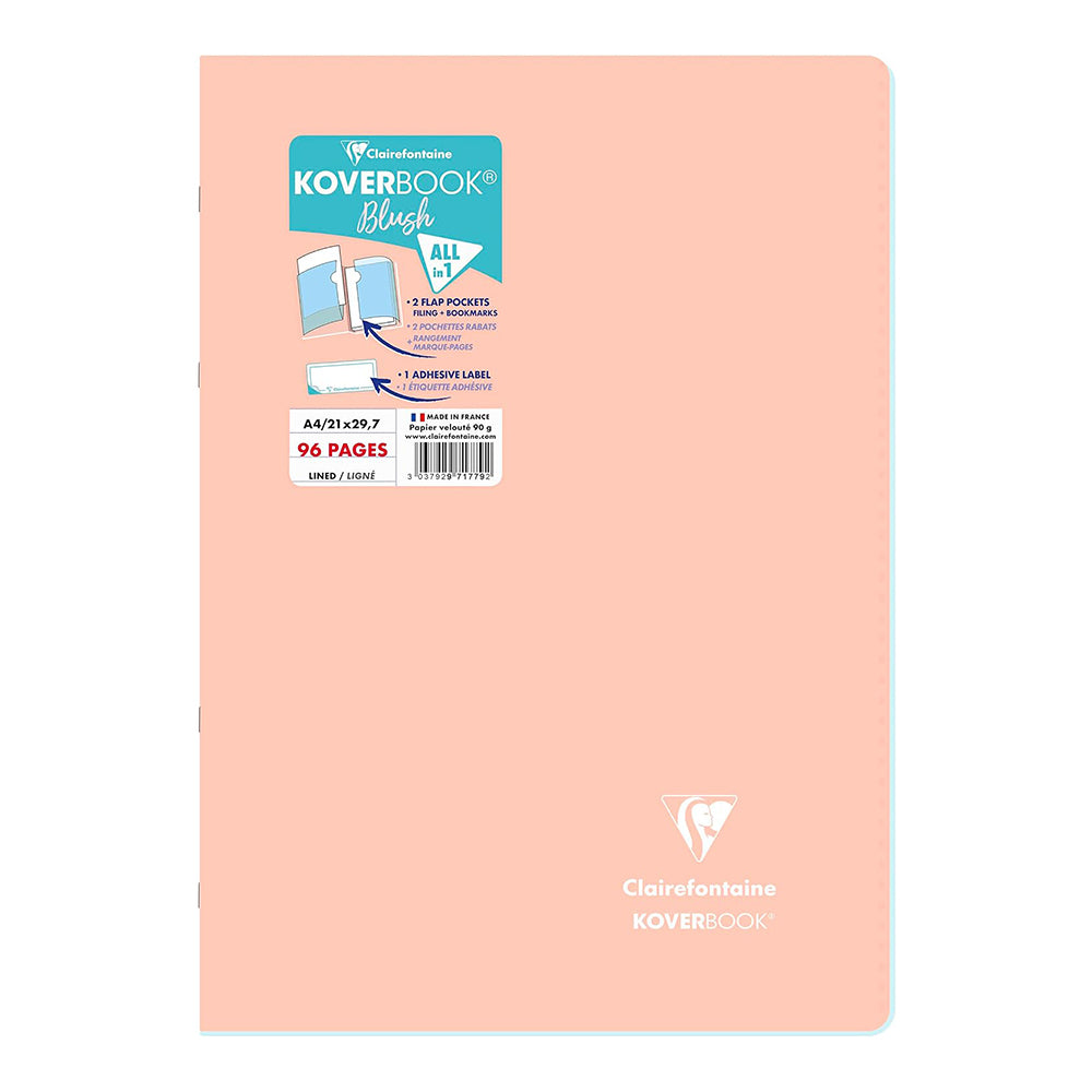 CLAIREFONTAINE Koverbook Blush Stapled Notebook A4 96p Ruled Coral (971779C)