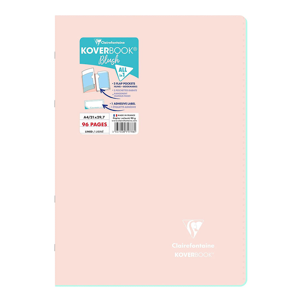 CLAIREFONTAINE Koverbook Blush Stapled Notebook A4 96p Ruled Pink (971778C)